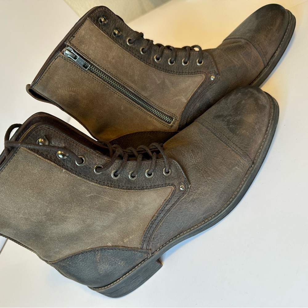 Rugged Men's Dark Brown Lace-Up Boots - Picture 2 of 6